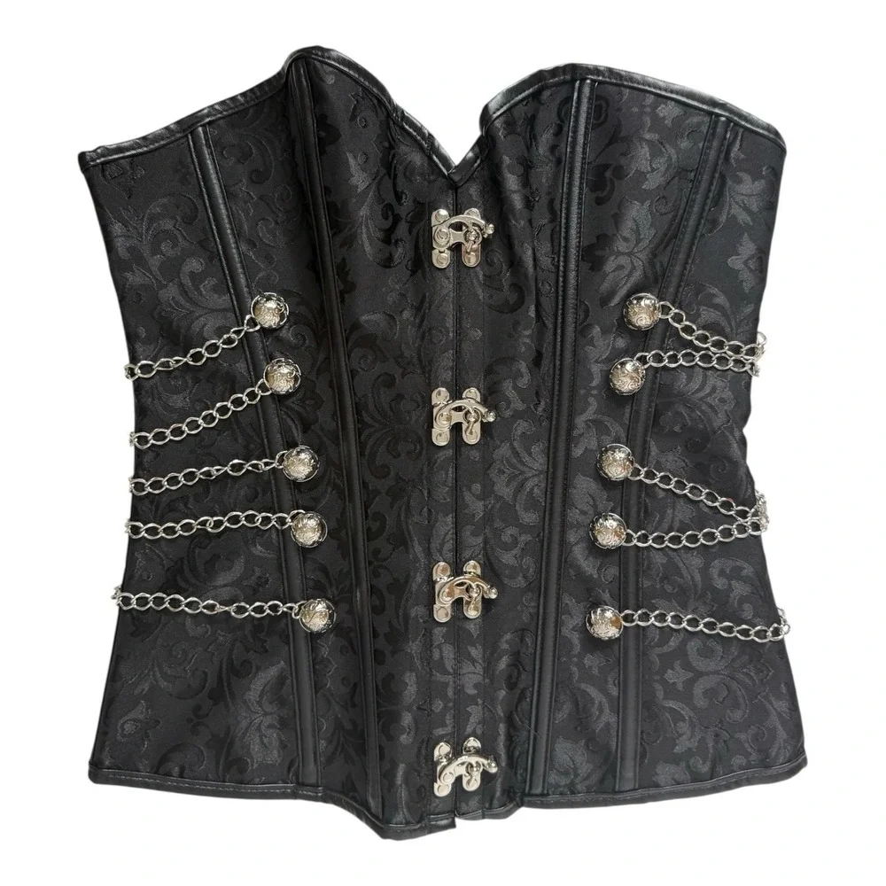 Steam Punk CosPlay Goth‎ Role Play Long Black Corset Women's M